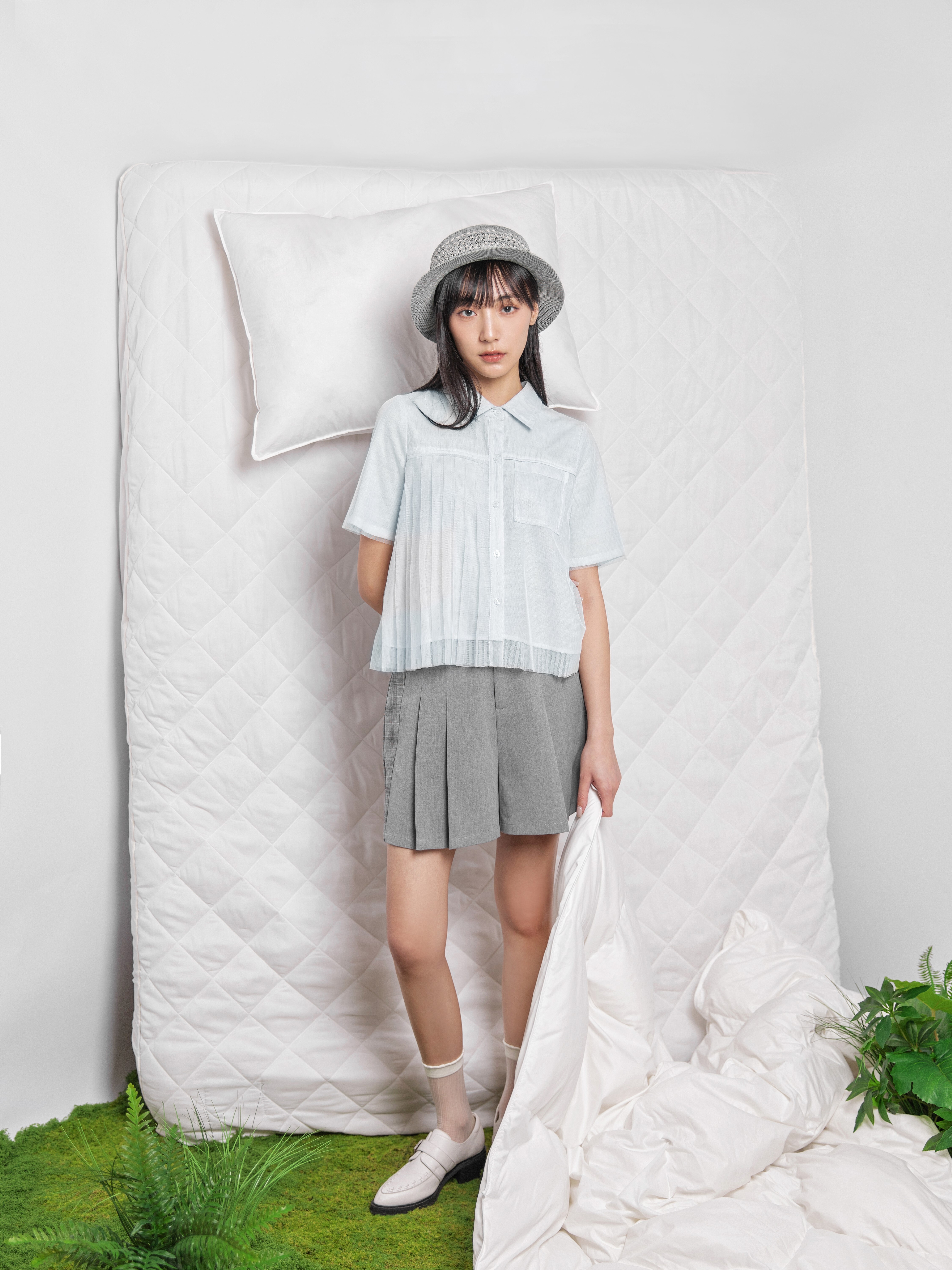 Patchwork Pleats Shorts - 26SDB100D