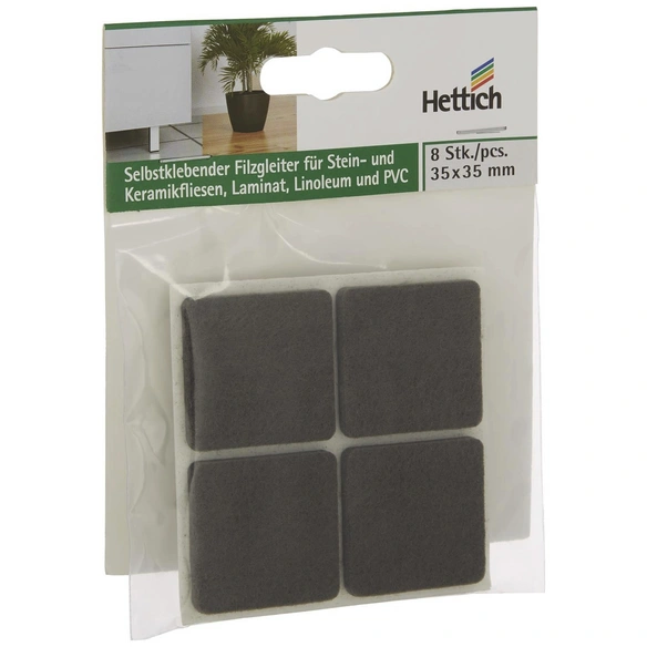 Filzgleiter, quadratisch, Selbstklebend, braun, 35 x 4,5 x 35 mm