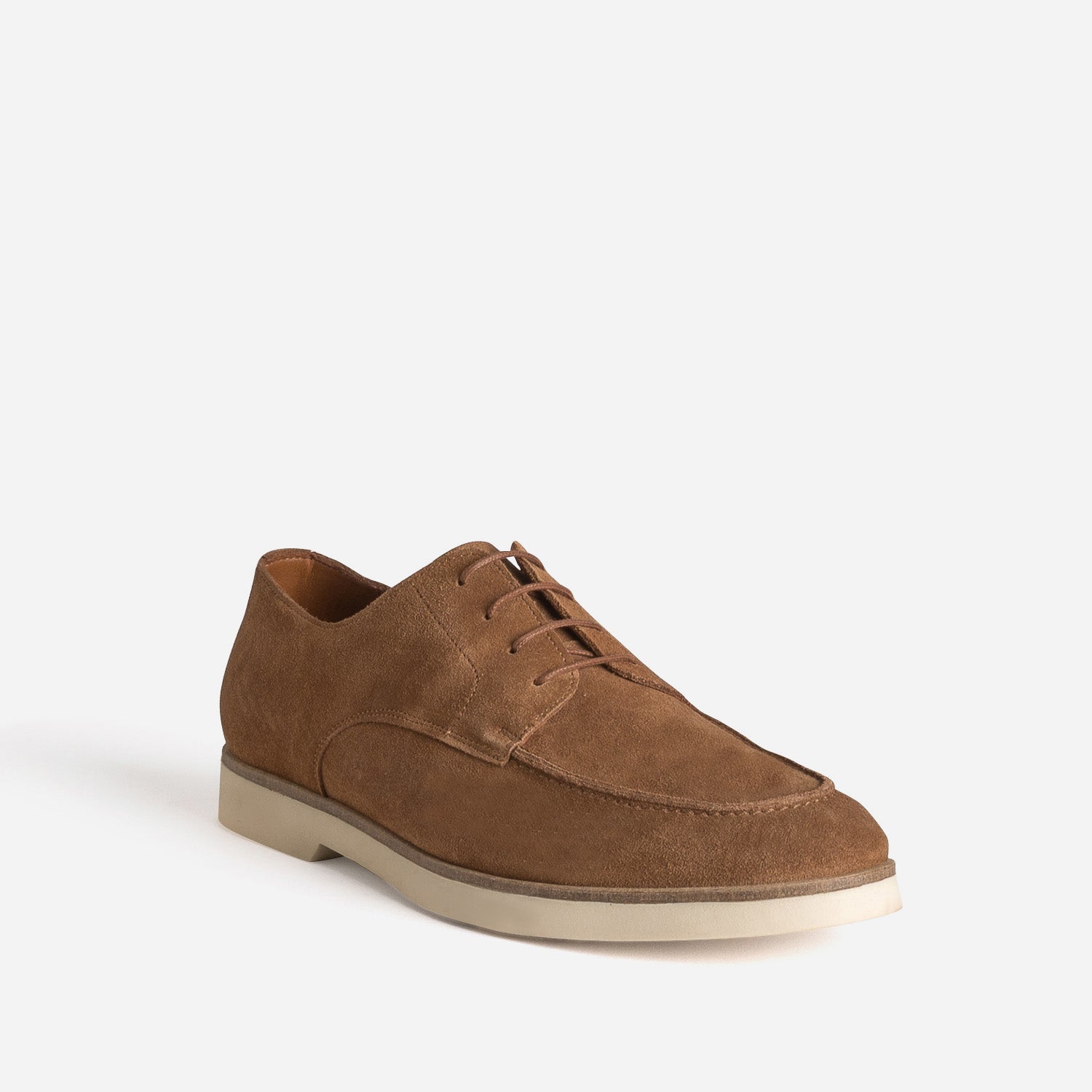 Derby plateau cognac cuir velours