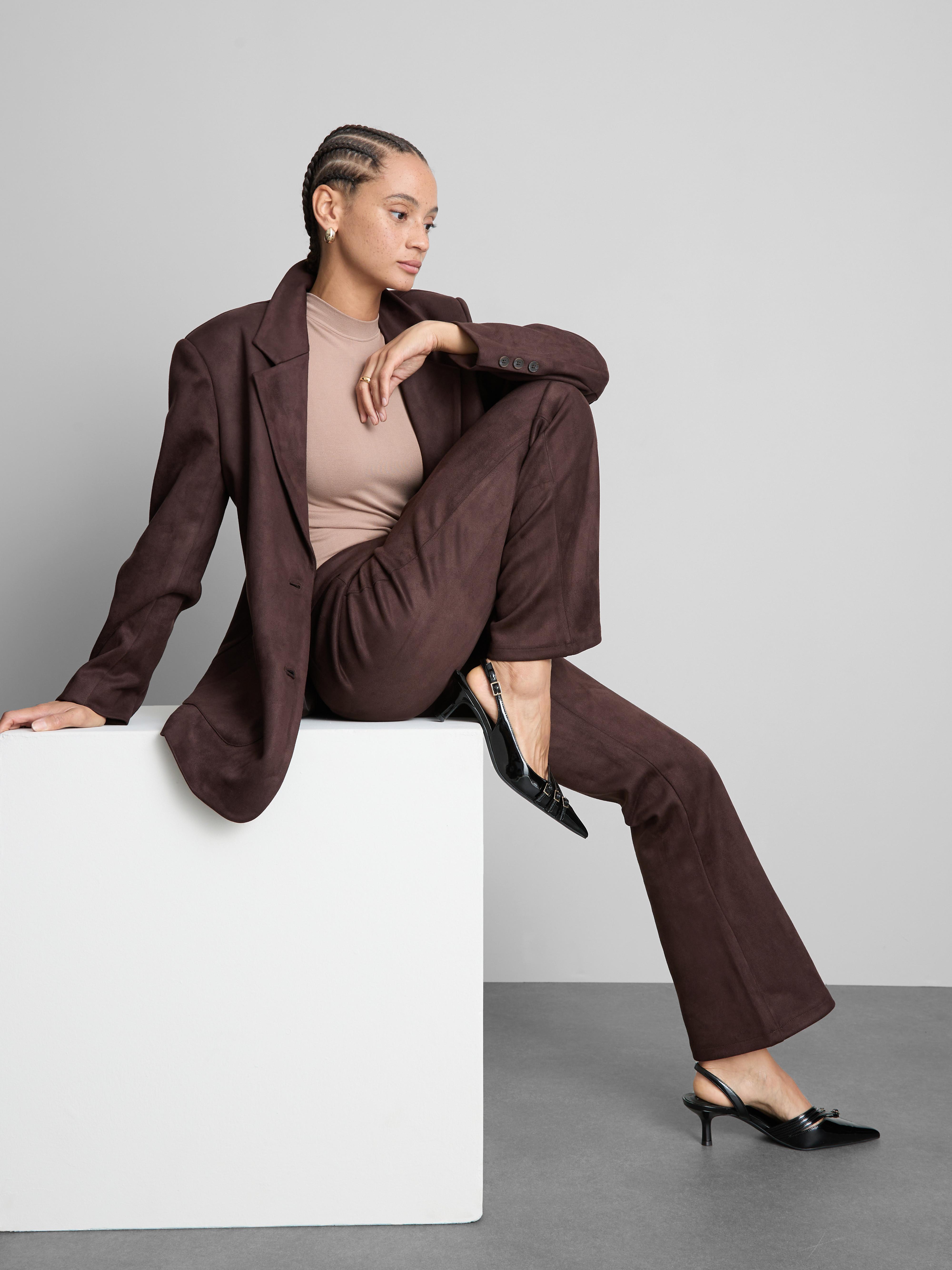 Paula Echevarría Faux Suede Flare Pants