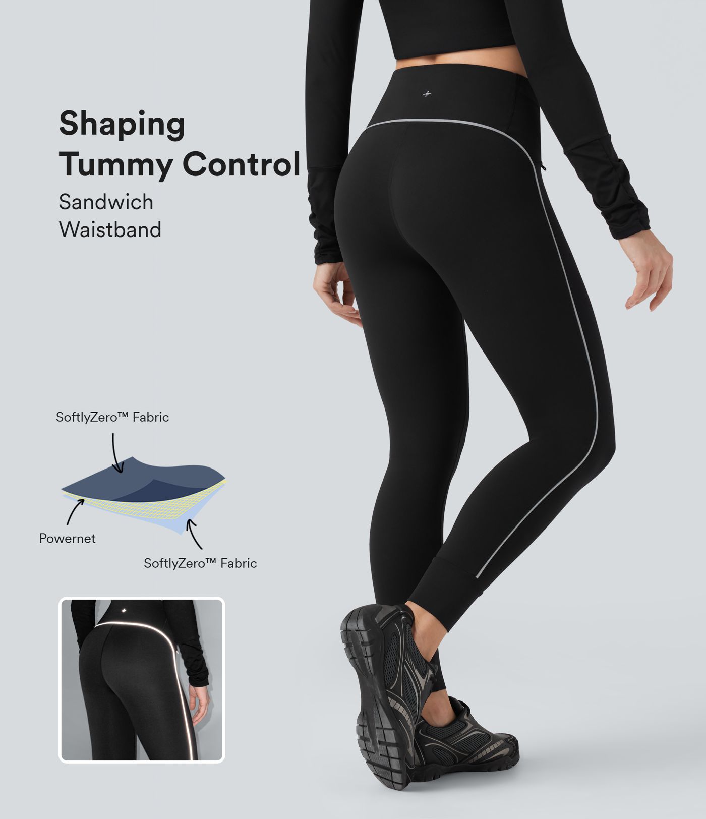 Legging de randonnée gainant taille haute réfléchissant avec poches - UPF50  SoftlyZero™