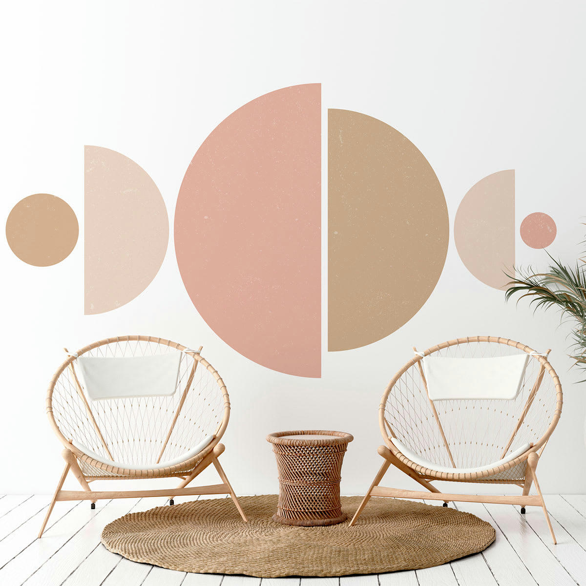 - Papier Peint design abstrait demi cercles 150x120cm