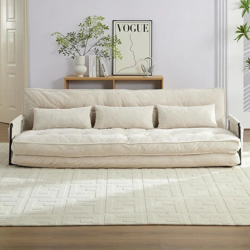 Mixoy Muti-Functional Folding Sofa Bed,Floor Sofa Bed with Pillows,6 Position Adjustable Backrest-3+1 - 3+1