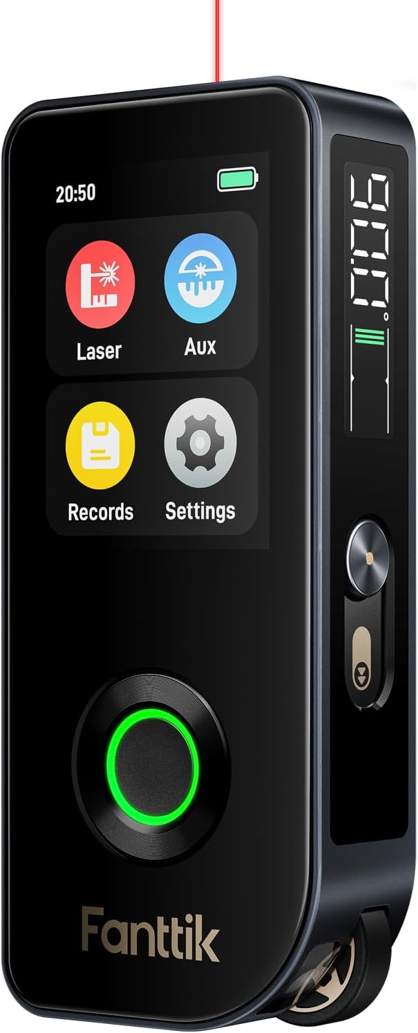 Fanttik A11 Ultra 3-in-1 Laser Measuring Tool, 197Ft Digital Laser Distance Measure with IPS Touch Screen & Side LCD, Wheel Roller & 3-Axis Digital Level, Rechargeable for Home DIY & Indoor Projects