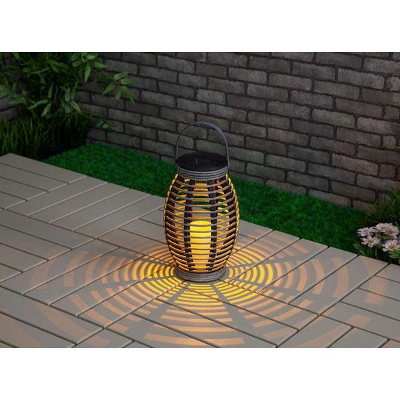 Solarlaterne »Manila«, Rattan/Kunststoff, grau, oval
