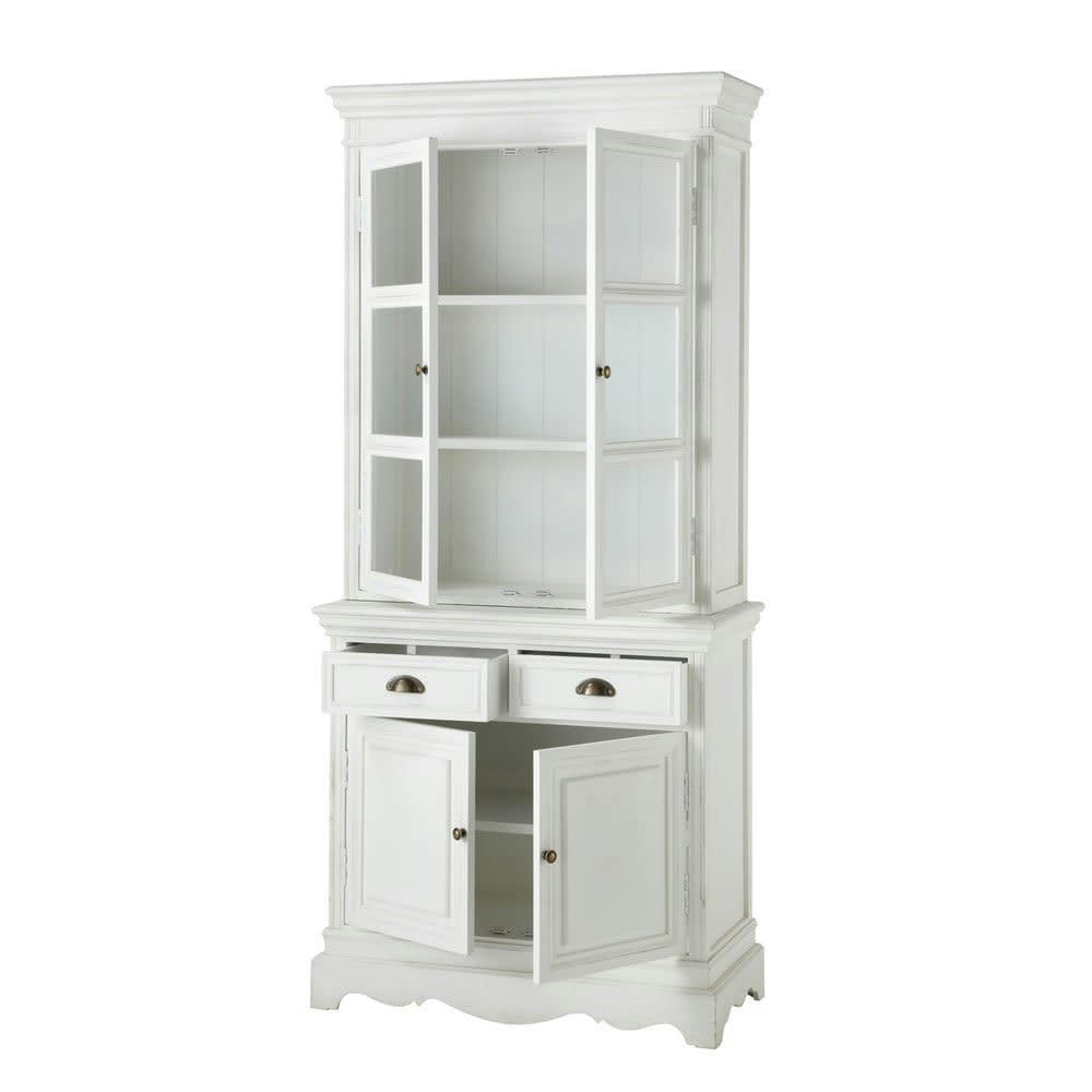 Joséphine - Vaisselier en bois de paulownia blanc L 86 cm