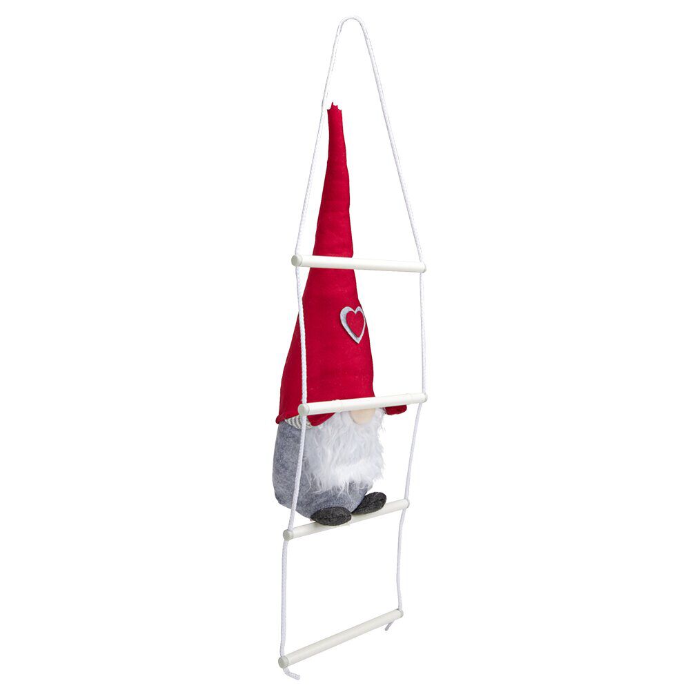 Gnome No&euml;l grimpeur sur échelle H48cm