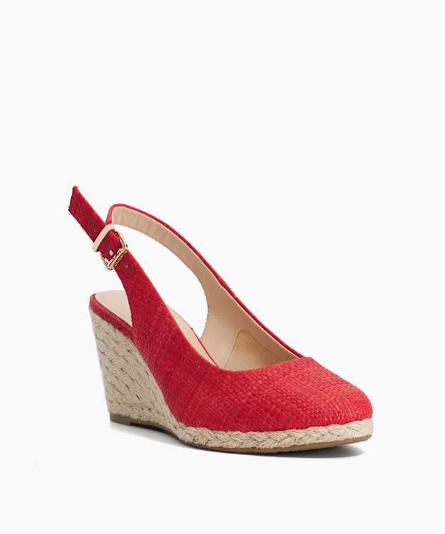Capable Coral - Textured Jute Wedge Heel Sandals