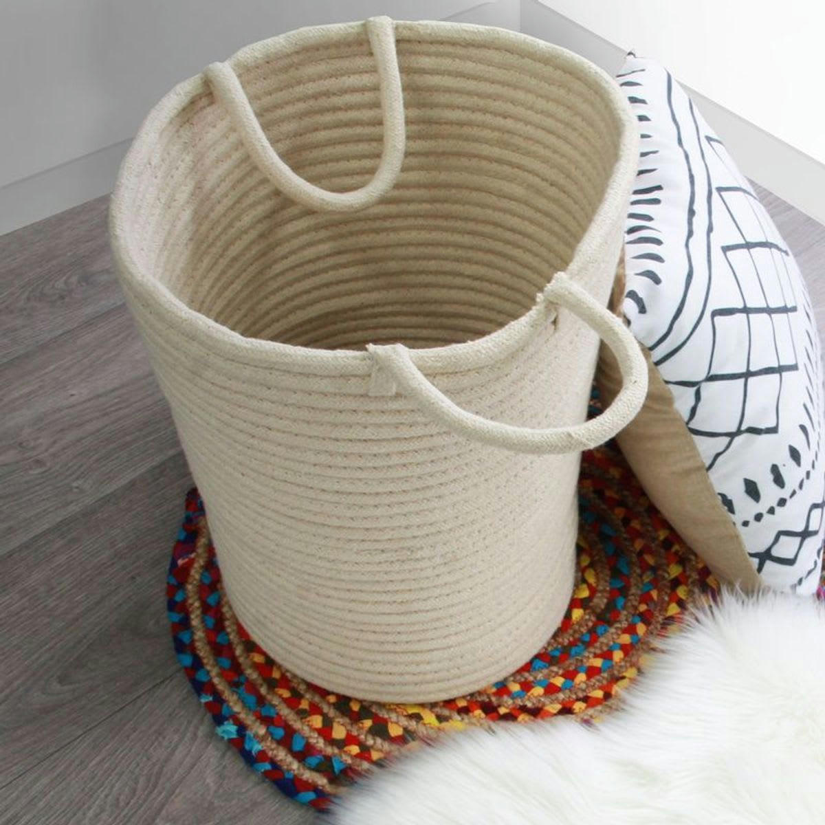 TAM - Panier en coton effet cordage écru 45x30x40