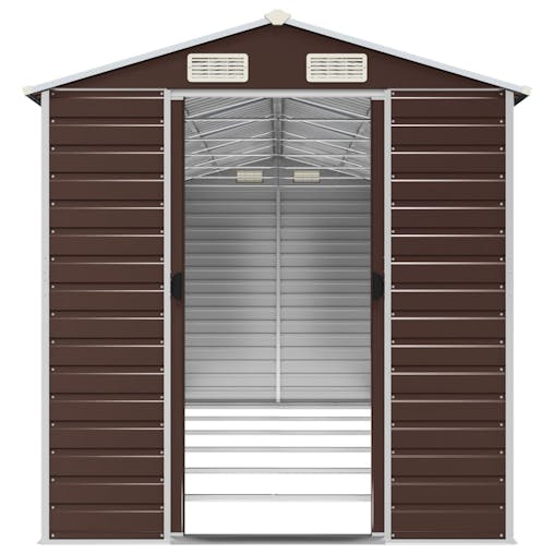 NNEVL Garden Shed Brown 191x555x198 cm Galvanised Steel