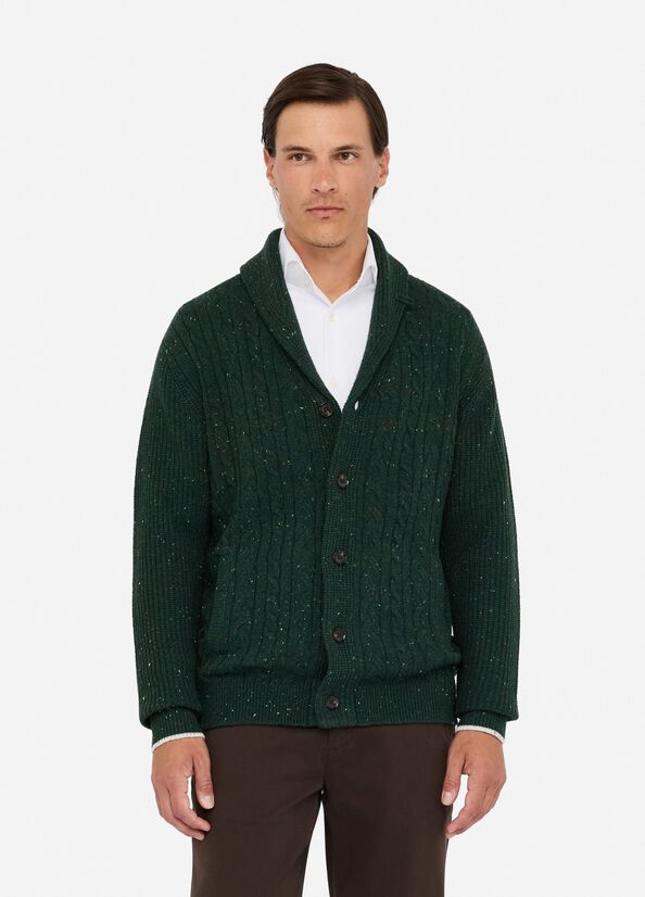 Cardigan in lana a trecce