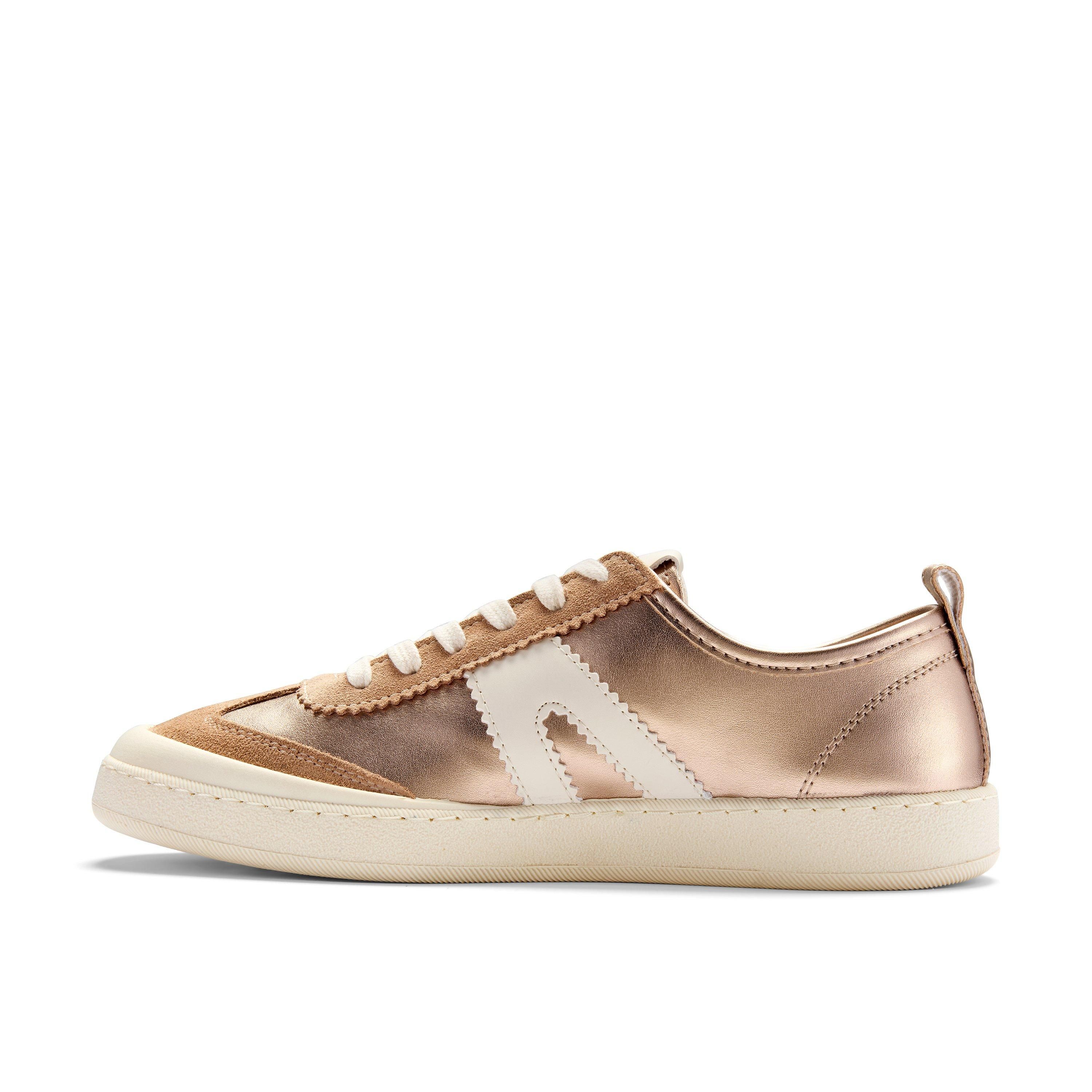 Clarks Coralea Lace Gold Metallic Trainers
