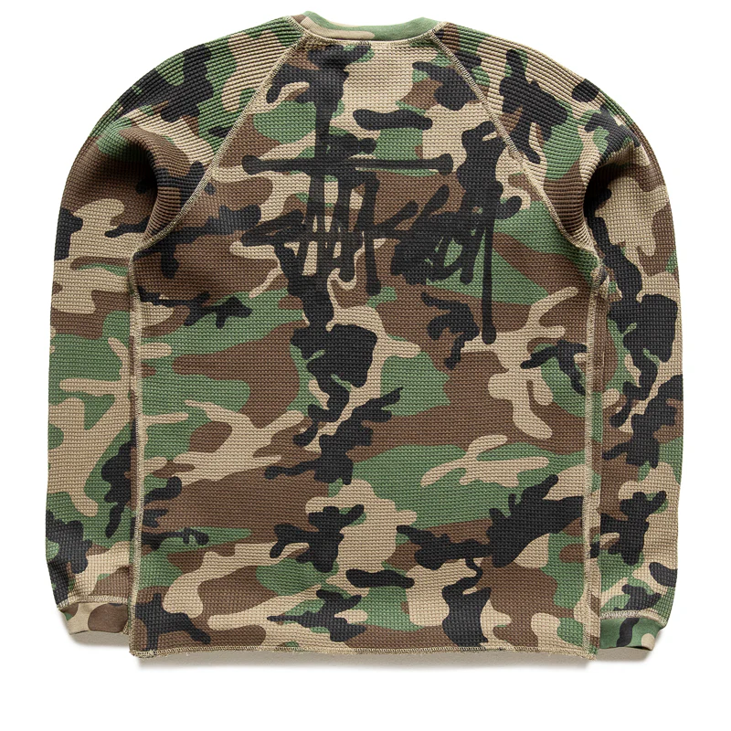 Stussy Raglan Thermal Basic Stock - Woodland Camo