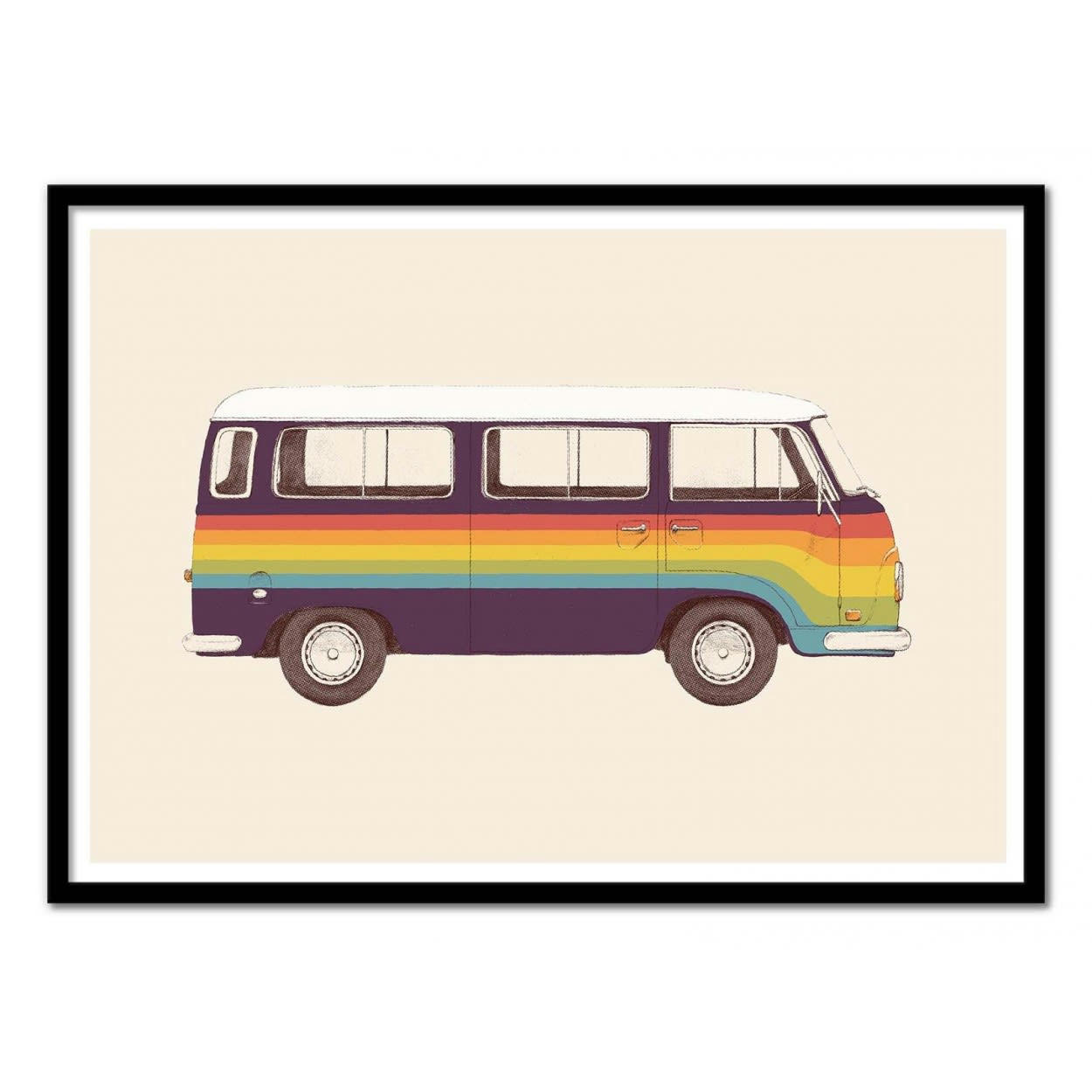 FLORENT BODART - VAN RAINBOW - Affiche d'art avec Cadre bois noir - 50 x 70 cm