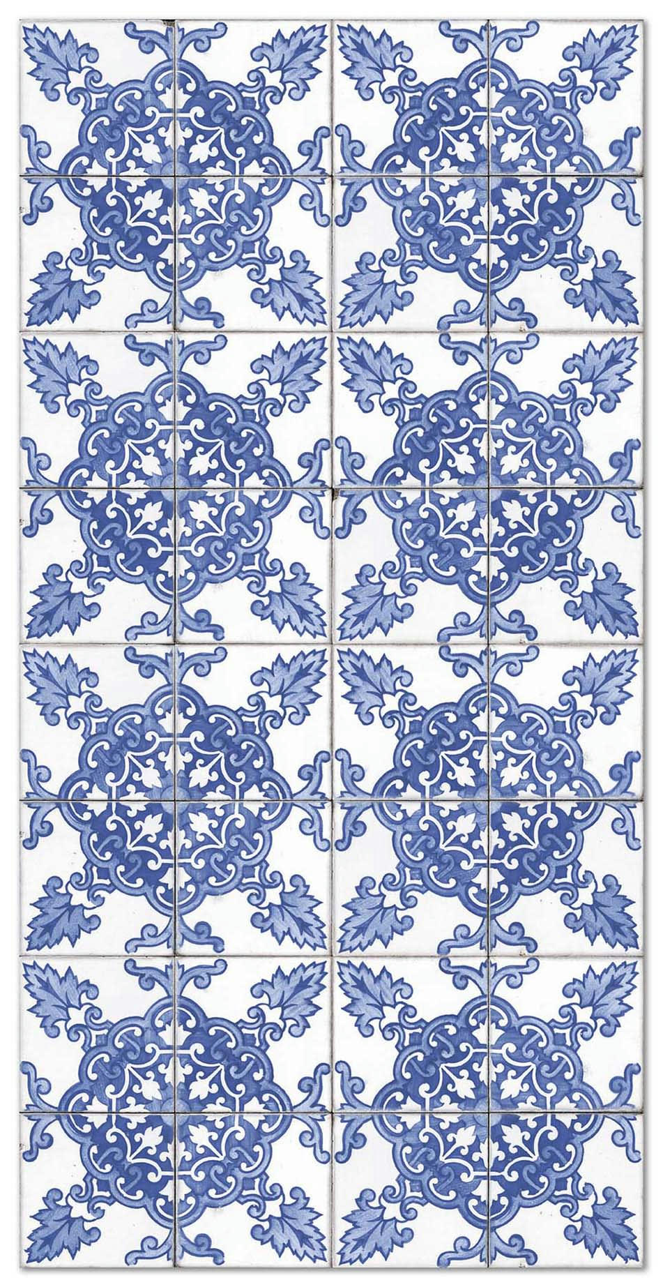 ALFOMBRAS AZULEJOS - Tapis vinyle carreaux ciments cordoue bleu 140x200cm