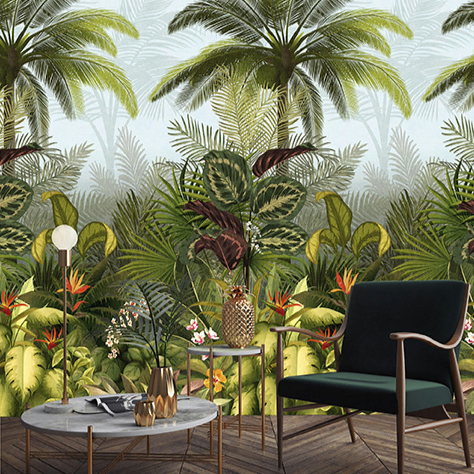 TROPICAL - Papier peint decor tropical fleuri 159x280cm