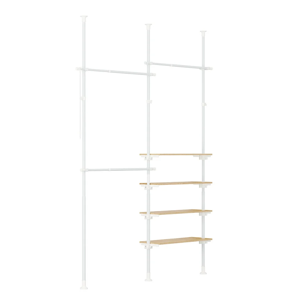 SoBuy Stojak na ubrania z 4 półkami Biały 198x24x214cm KLS17-NW