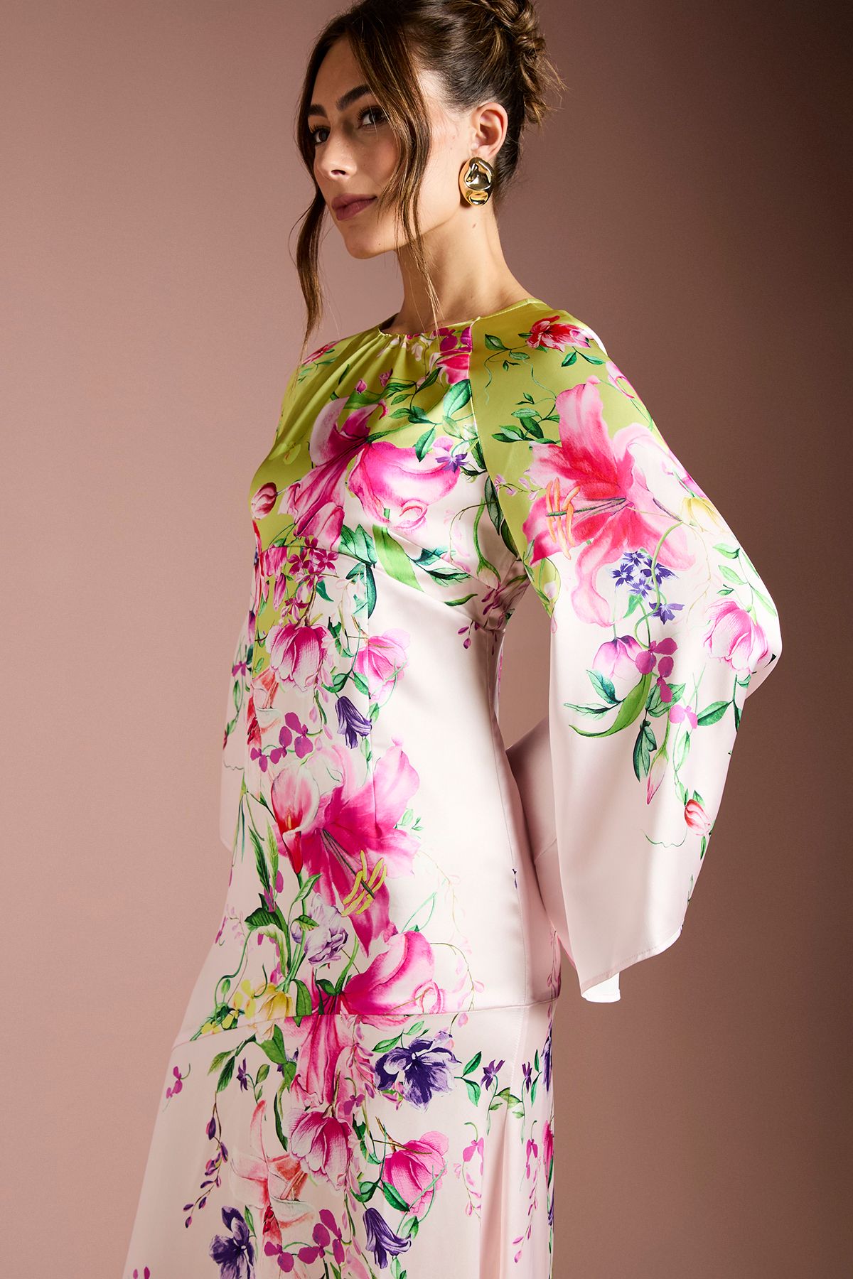 Coast Long Sleeve Satin Printed Maxi Dress