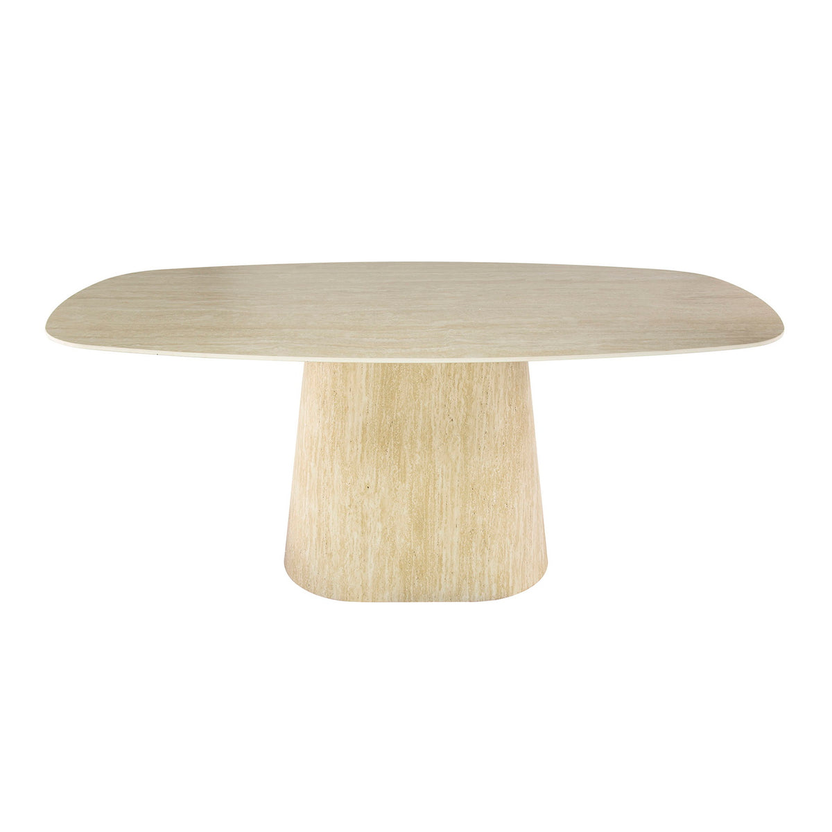 Giga Meubel Eettafel Centro - Deens Ovaal Keramiek Travertin - 180x90x76cm