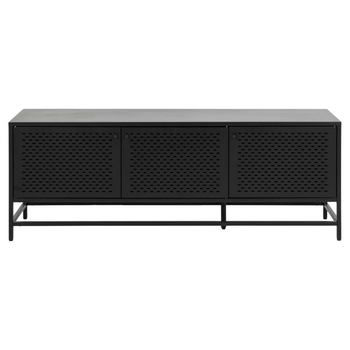 CASTLE - Meuble TV 3 portes en métal noir