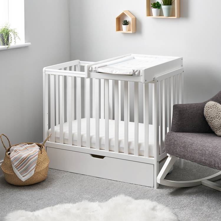 Obaby Bantam Space Saver Cot Drawer Changer & Mattress – Wht