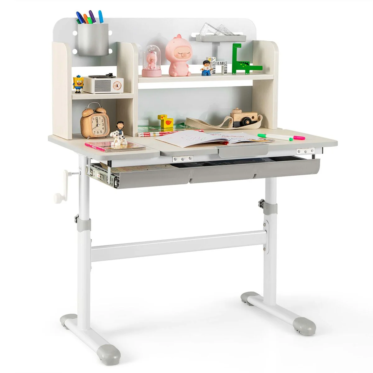 Kids Study Desk Height Adjustable Writing Table w/ Tilt Desktop