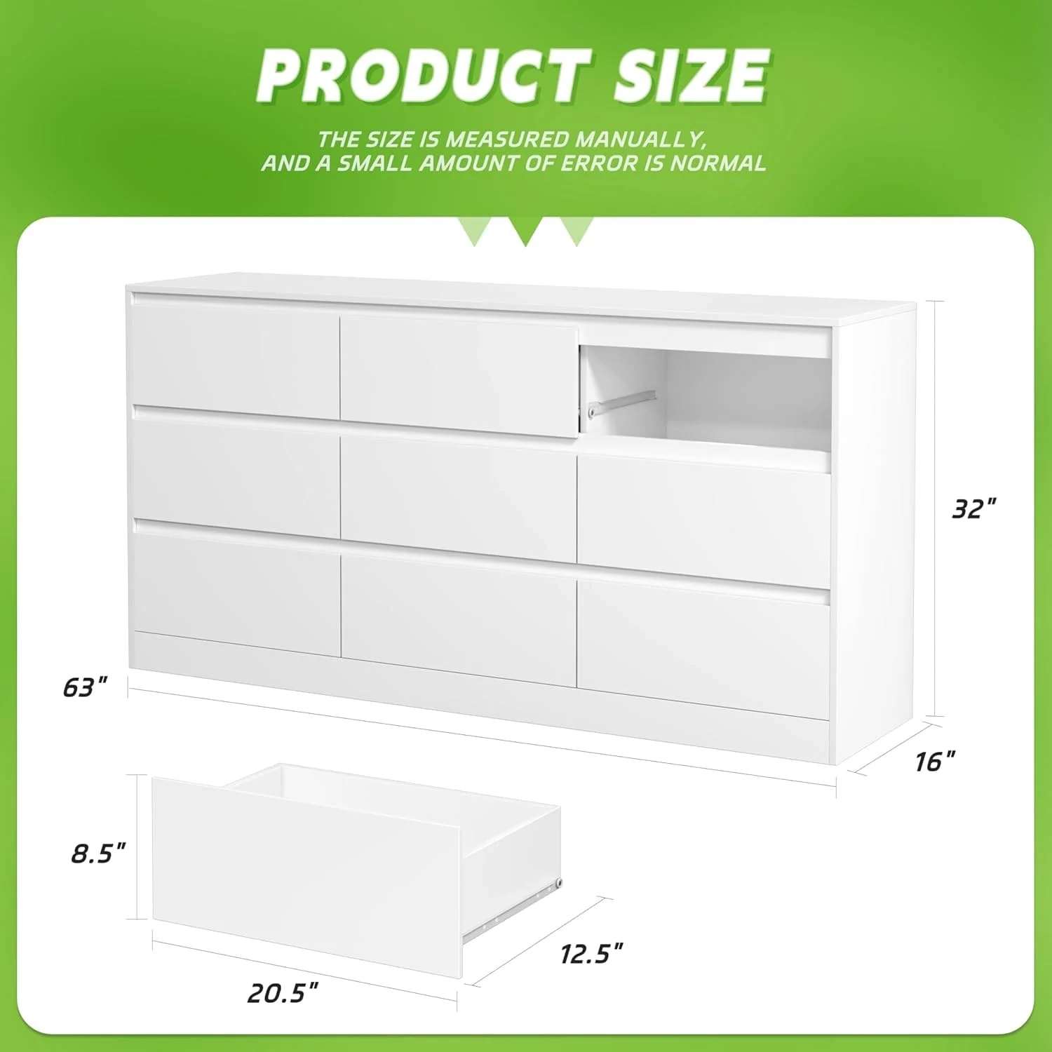 63'' W 9 Drawer Modern Wooden White/Black Bedroom Accent Dresser & Chests of Drawers for Living Room
