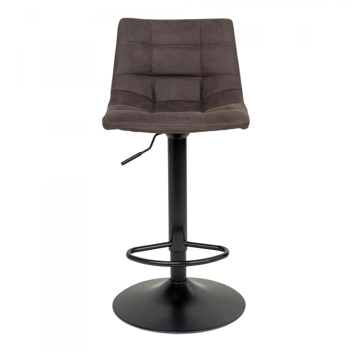 WESTERN - Tabouret de bar en tissu avec pieds noirs gris foncé