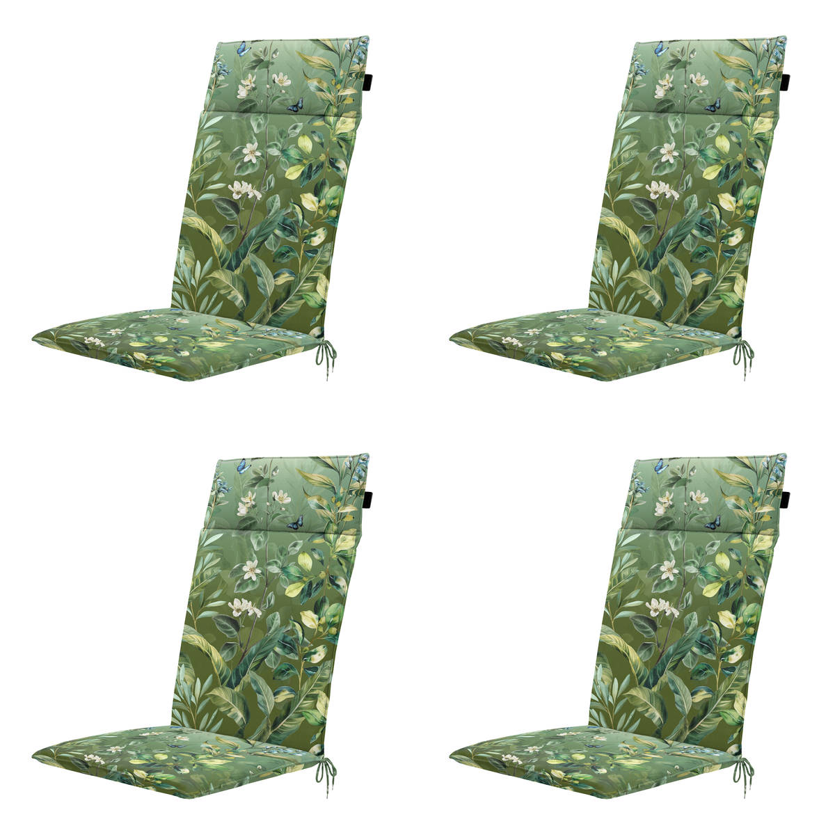 Madison tuintstoelkussen hoge rug Elisa - groen - 120x50x4cm - set van 4