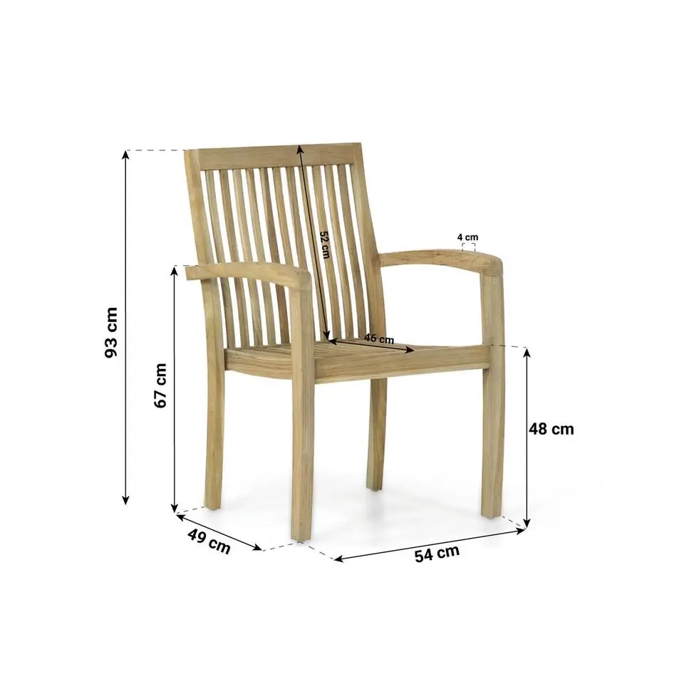 Tuinstoel stapelbaar Teak Old teak greywash Garden Collections Wales