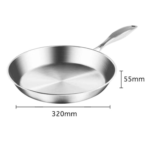 SOGA Stainless Steel Fry Pan 32cm Frying Pan Top Grade Induction Cooking FryPan