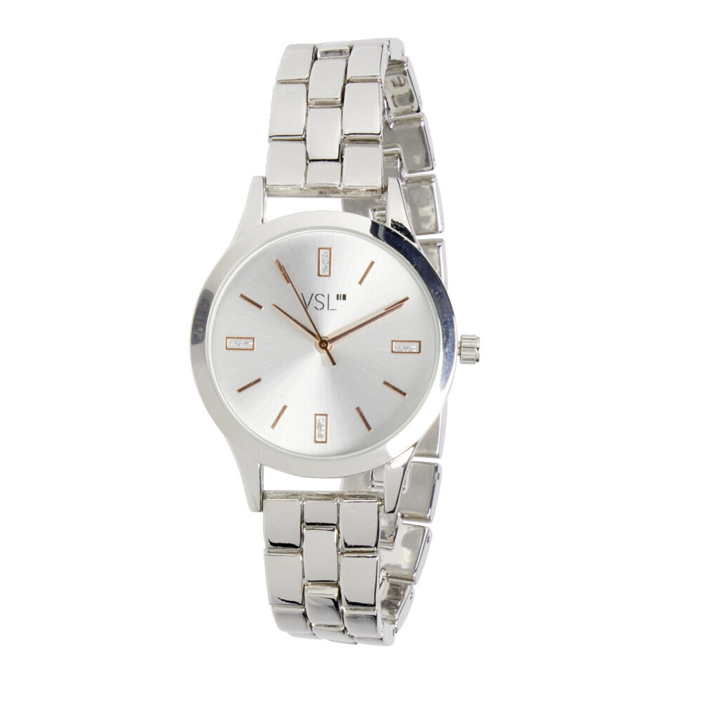 Montre femme bracelet maille inox gris argenté