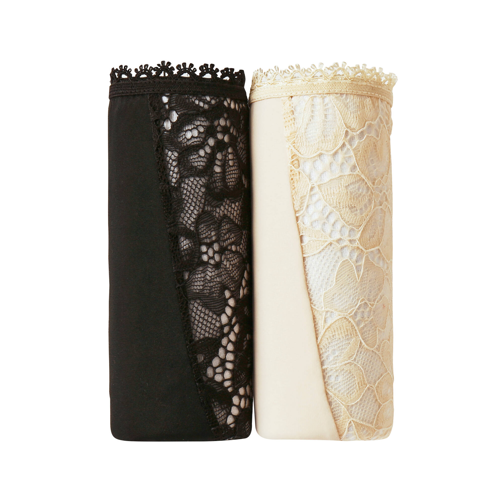 Culotte microfibre et dentelle stretch forme maxi taille haute - lot de 2