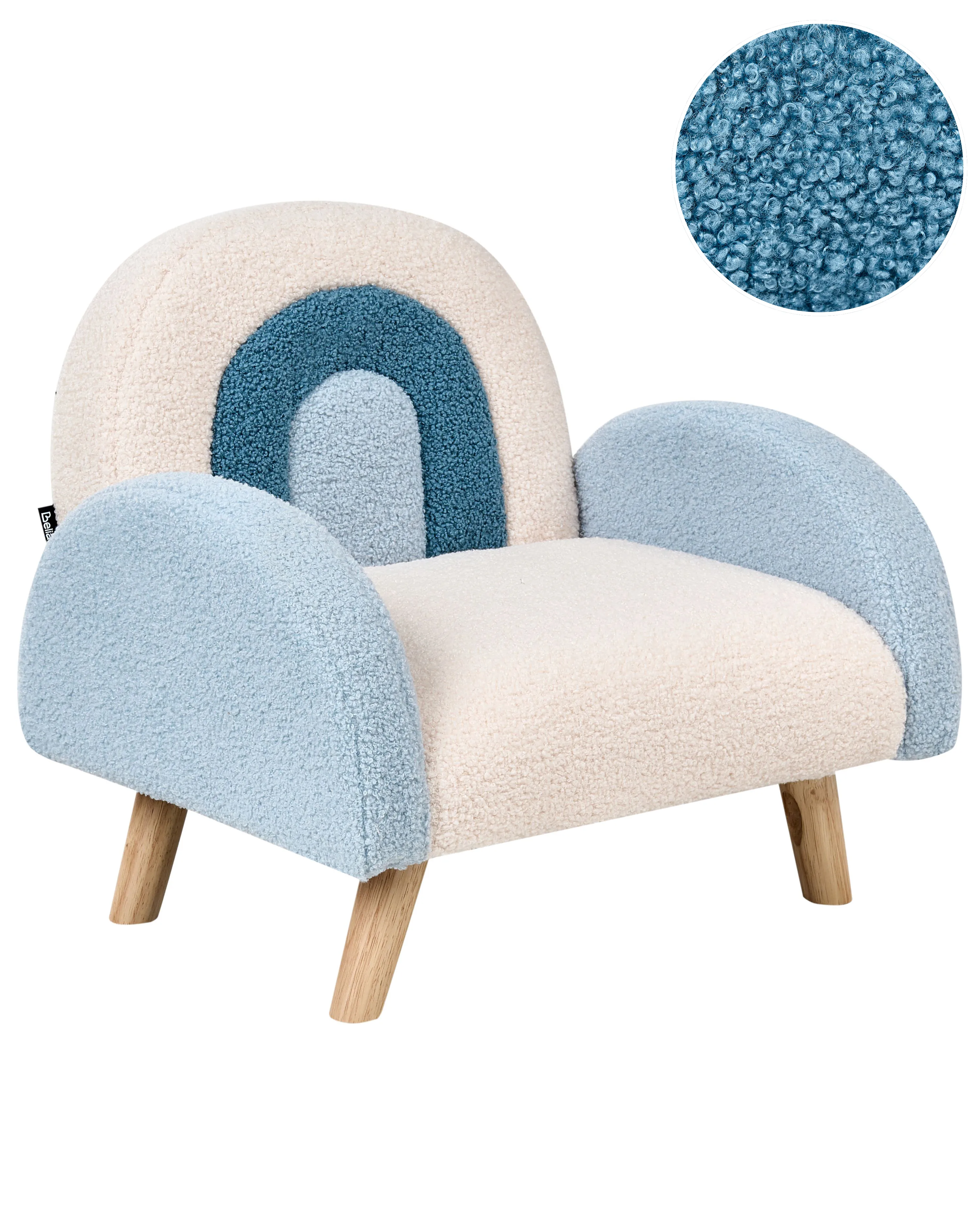 Kids Rocking Chair Rainbow OMBO Boucle Light Blue