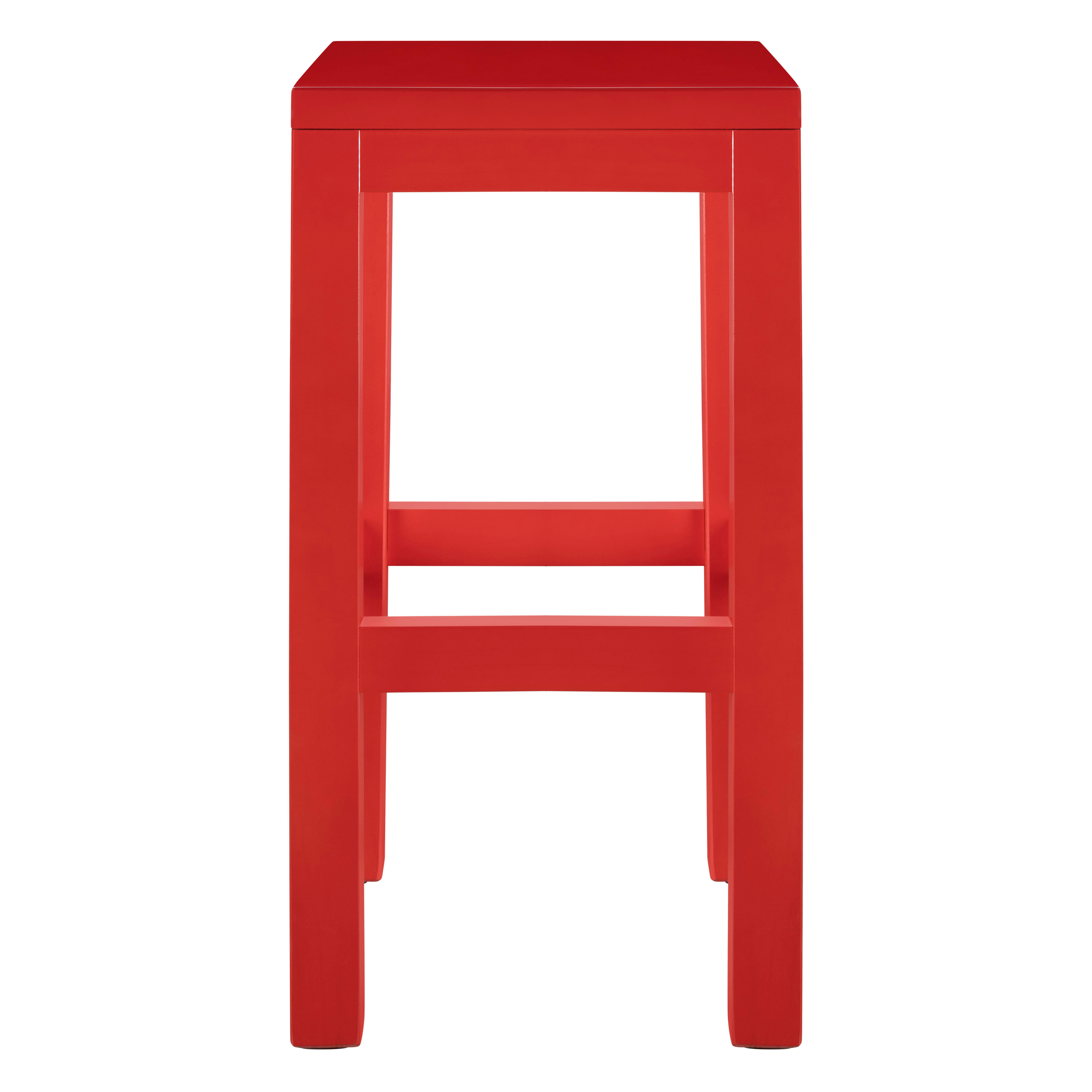 BLOCKIE-AXEL - Tabouret laqué en pin 65 cm rouge flamme