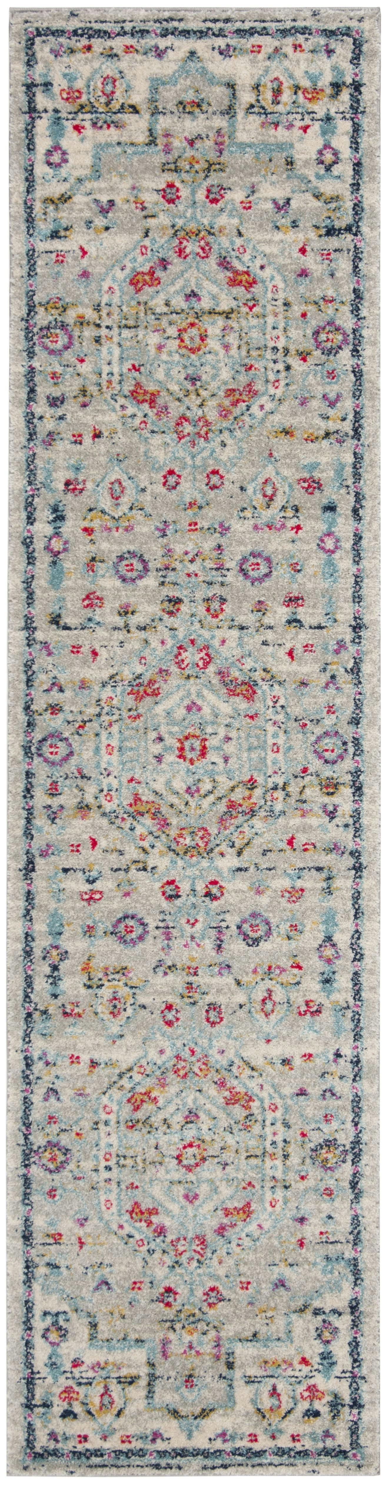 MADISON - Tapis de salon interieur en gris clair & fuchsia, 61 x 244 cm