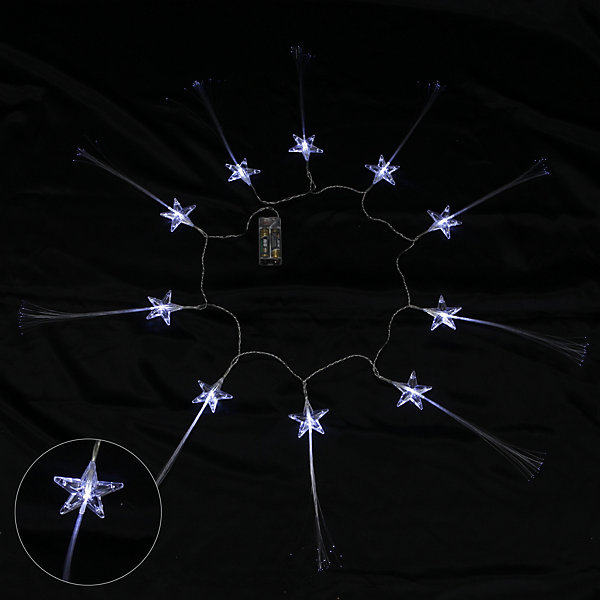 Guirlande Lumineuse LED étoiles Fibre Optique 10 LED Blanc