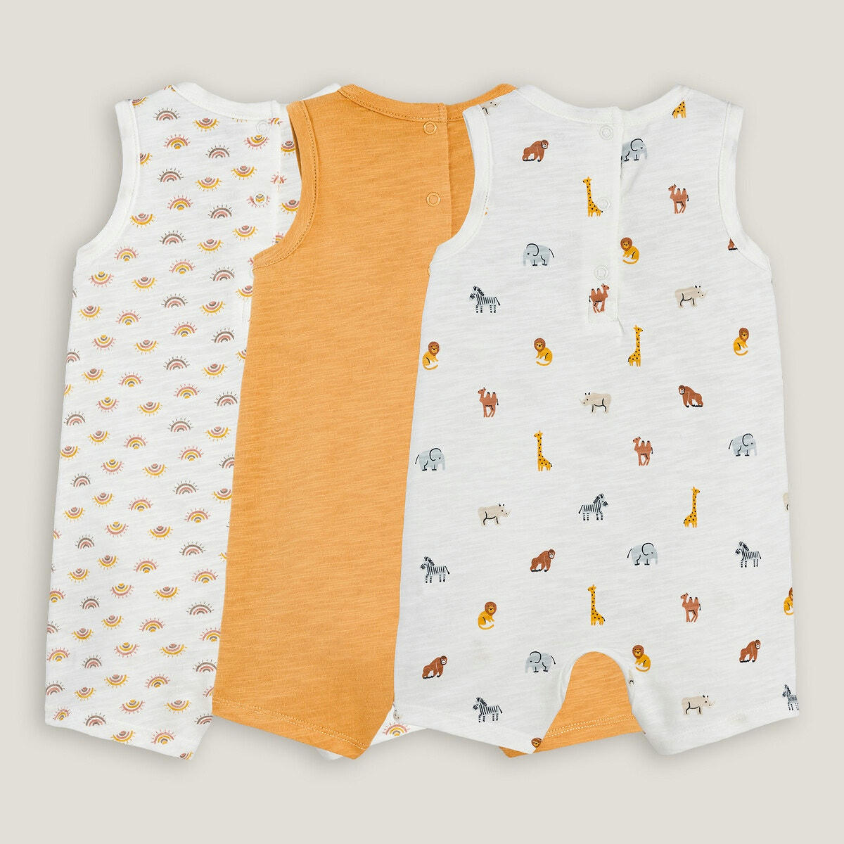 Lot de 3 combinaisons courtes sans manches