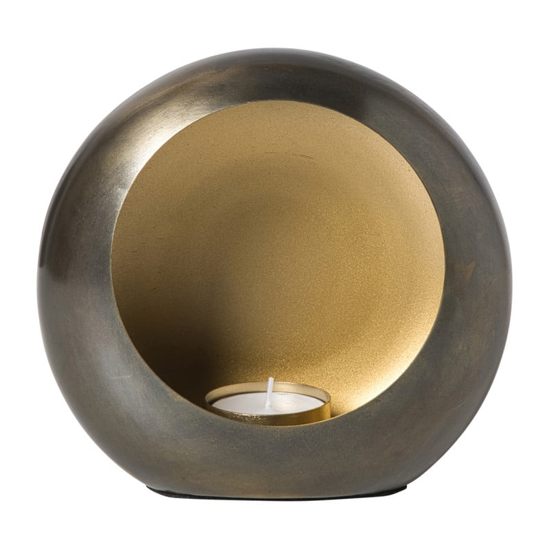 Waxinelichthouder brons - groot - 21x15x8.5 cm