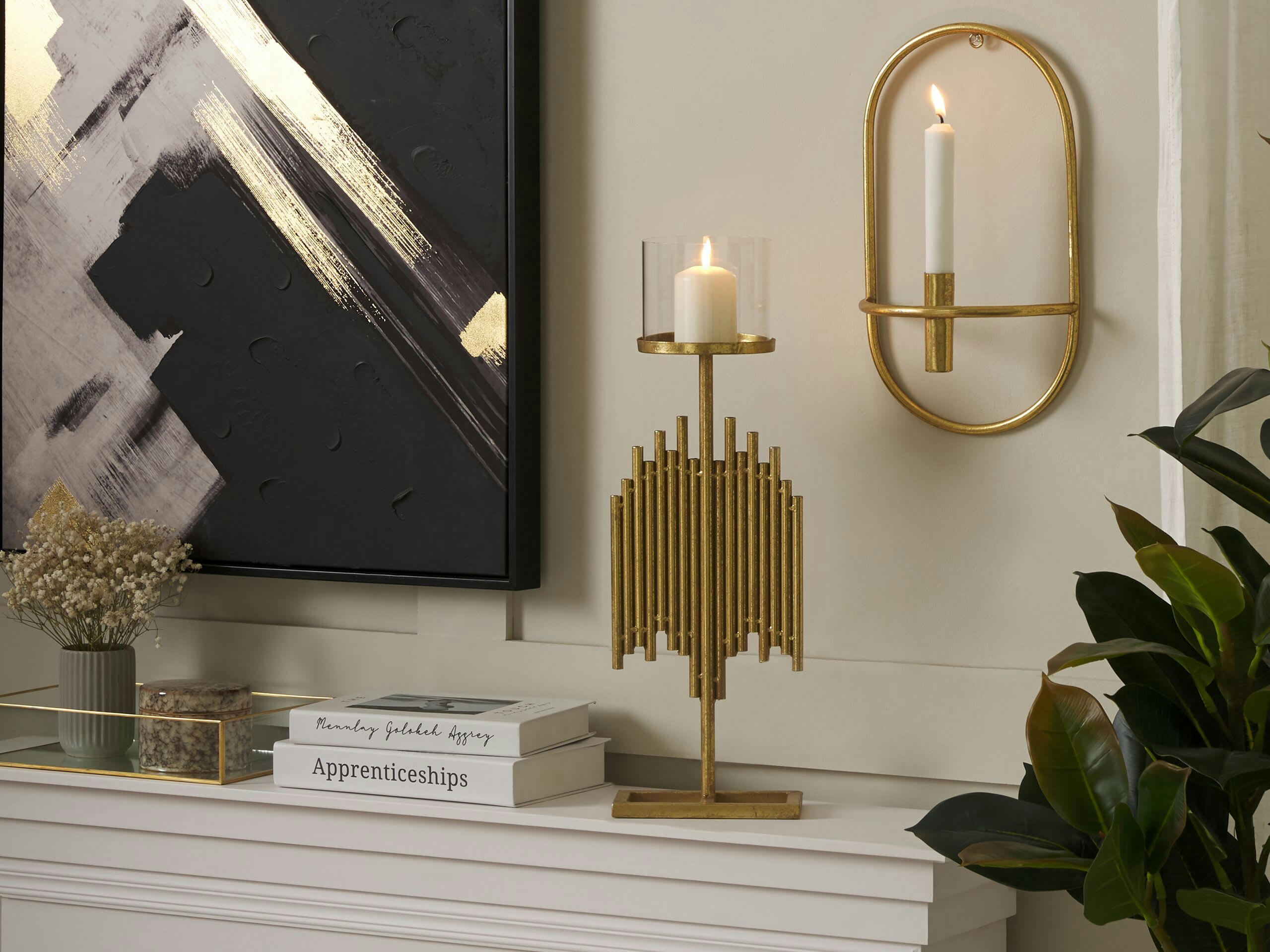 NIAS - Bougeoir en métal doré 53 cm