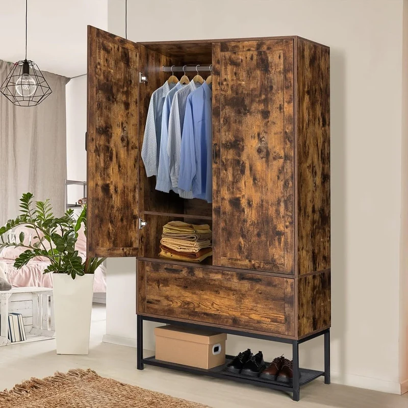 Freestanding Wardrobe Armoires Cabinet with Doors - N/A