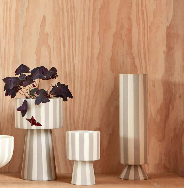 TOPPU - Pot de fleurs gris en grès Ø15xH24cm