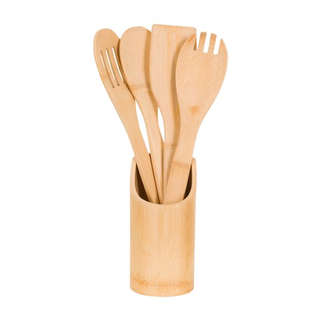 KIT UTENSÍLIOS 4 PEÇAS COM SUPORTE BAMBUS I