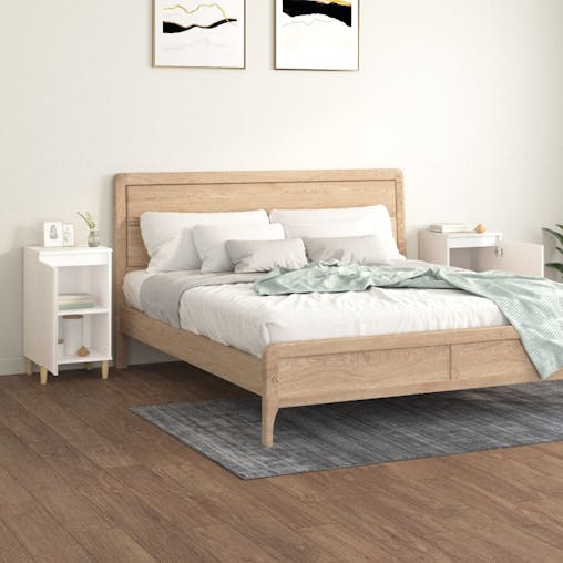 NNEVL Bedside Cabinets 2 pcs High Gloss White 40x35x70 cm Engineered Wood