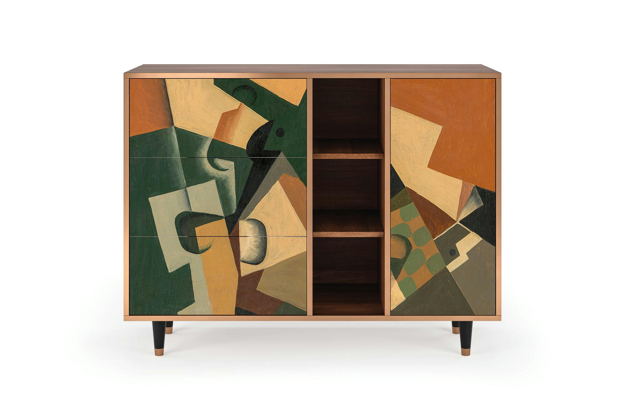 GLASS AND CHECKERBOARD BY JUAN GRIS - Buffet  multicolore 3 tiroirs et 1 porte L 125 cm
