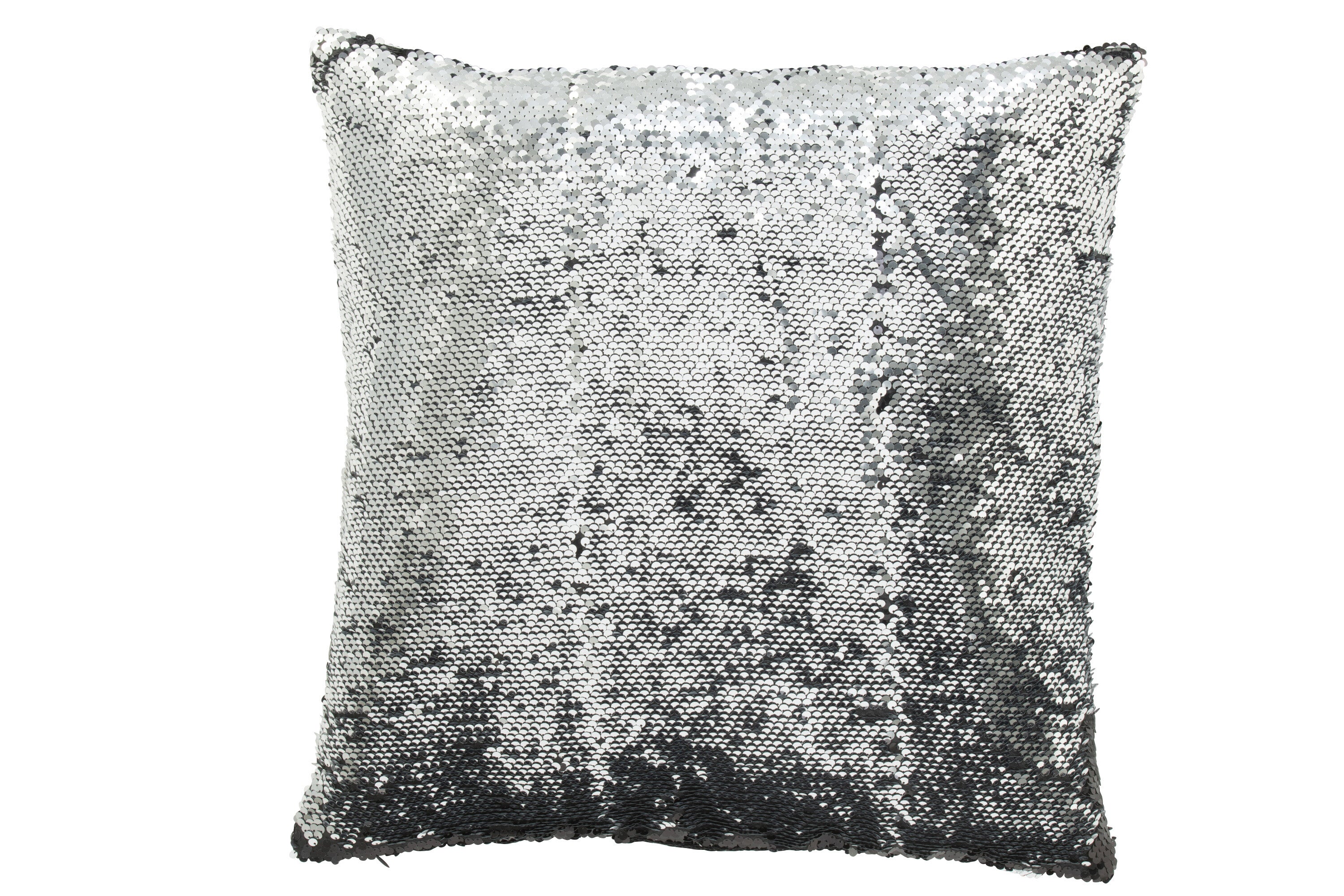 J-Line kussen Omkeerbaar Sequin - katoen/linnen - zwart/zilver