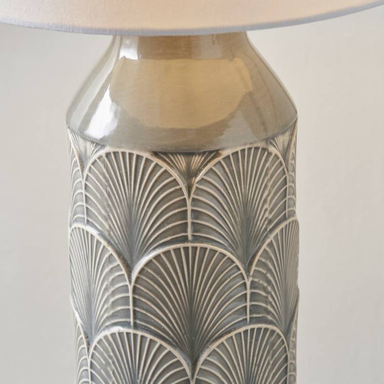 Pacific Bethan Ceramic Embossed Table Lamp - Grey & Ivory