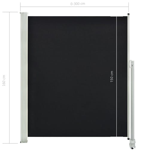 NNEVL Patio Retractable Side Awning 160 x 300 cm Black