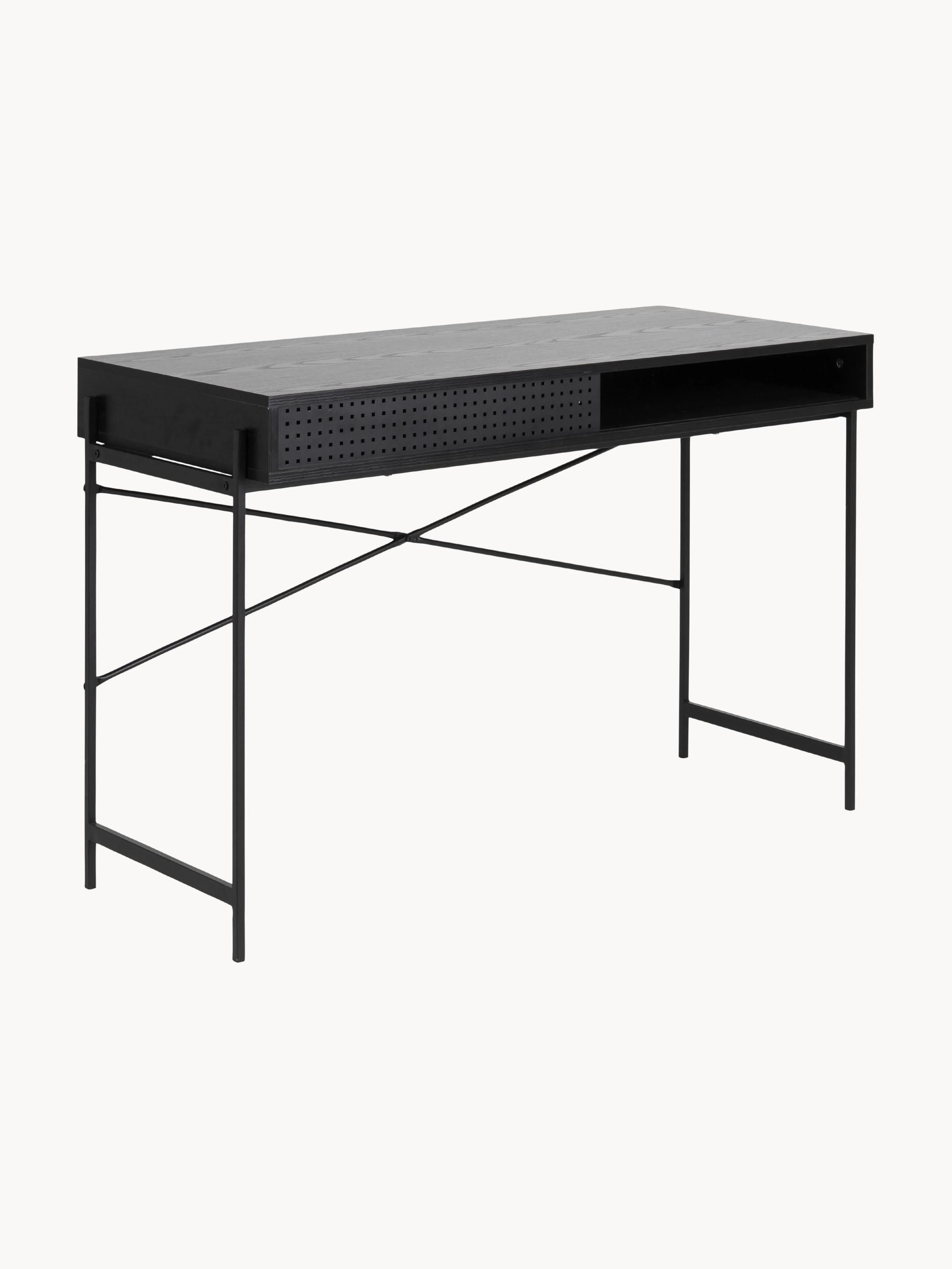 Schmaler Schreibtisch Angus mit Stauraum