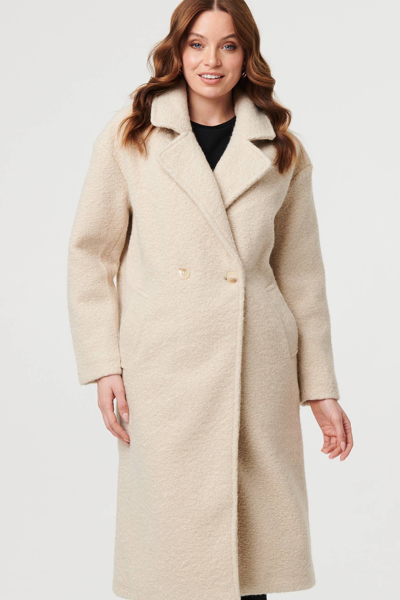 Izabel London Teddy Texture Long Sleeve Oversized Coat